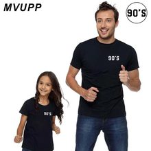 MVUPP letter print white fashion t shirt hot women clothes short sleeve cotton family matching outfits tops baby boy clothes 2024 - buy cheap