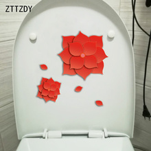 Zttzdy papel de corte flor de 21*22cm, vermelho, decoração de parede para casa, decalque, personalidade, adesivo de vaso sanitário 2024 - compre barato