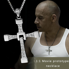 Fast And Furious 8 Necklace Dominic Toretto Cross Silver Color Cubic Zirconia Pendant Movie Jewelry For Men And Women Wholesale 2024 - buy cheap