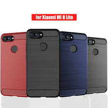 Rugged Armor Soft Case For Xiaomi Mi 8 Lite Cover Bumper Carbon Fiber Phone Case for Xiaomi Mi 8 lite back Cover Coque 2024 - buy cheap