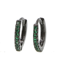 black gold color green red blue mini 10mm cz huggie small round earring 925 sterling silver 2024 - buy cheap