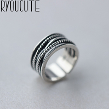 RYOUCUTE-Anillo de plata multicapa de Color Real para mujer, sortija ajustable con personalidad exagerada, estilo Retro, 100% 2024 - compra barato