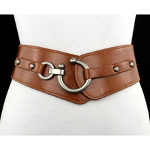 Cinturón elástico ancho para mujer, cinturón de cuero PU elástico, cinturón para chica, negro, marrón, Rojo 2024 - compra barato
