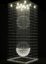 Lustre de cristal com escada dupla, lâmpada led da linha de suspensão k9, luz de led gu10, lobo de luxo do hotel 2024 - compre barato