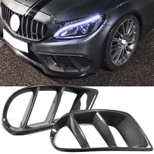 For C43 AMG Carbon Fiber Front Bumper Air Vent Outlet Cover Trim Mesh Grill for Mercedes C Class W205 C43 AMG C250 C200 15-19 2024 - buy cheap