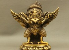 YM  316   10" Pure Bronze Tibet Buddhism Redpoll Winged Garuda Bird Eagle Buddha Statue 2024 - buy cheap