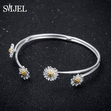 SMJEL New Fashion Jewelry Tiny Daisy Flowers Cuff Bangles Bracelet Women Ladies Jewelry Birthday Gifts Pulseiras SYSZ022 2024 - buy cheap