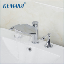 KEMAIDI Waterfall Faucets Mixers & Taps Bathtub Mixer 2 Handles Taps Chrome Bathtub Bathroom Faucet Deck Mounted 32H 2024 - buy cheap