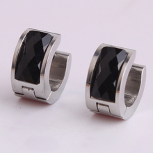 Silver color Section black Acrylic  316L Stainless Steel Stud Earrings for women wholesale 2024 - buy cheap