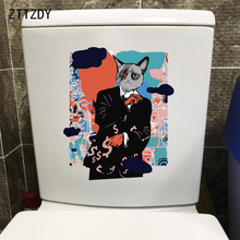 ZTTZDY 20.9*25CM Personality Cat Wall Decal Toilet Sticker Living BedRoom Decor T3-0018 2024 - buy cheap