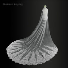 High Quality Luxury Ivory 3*3.5M Sequined Lace Wedding Veils with Comb Church Cathedral Bridal Veil abiti da cerimonia da sera 2024 - buy cheap