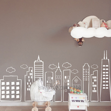 Whimsical Doodled City Skyline Wall Art Vinyl Decal For Kid's Rooms Play Room Bedrooms DIY Murals Creative Vinilos Paredes LC578 2024 - buy cheap