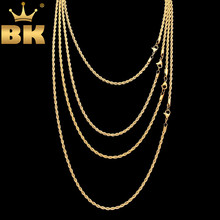 Aço inoxidável 3mm corda corrente colar 18 polegada 22 polegada ouro prata cor alta qualidade hiphop moda jóias para homem/mulher 2024 - compre barato