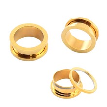 20pcs/LOTplated gold industrial piercing Stainless Steel Ear Tunnel Plug Kit Stretcher Flesh Expander 2024 - buy cheap