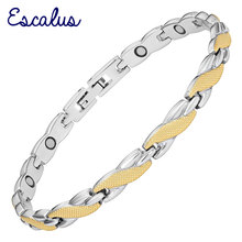 Escalus-pulsera de acero inoxidable con imanes clásicos para mujer, pulsera magnética de 2 tonos, Color dorado y plata 2024 - compra barato