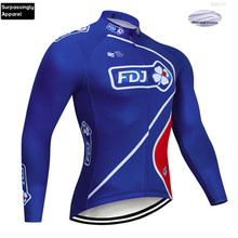 Men Cycling Jersey 2019 Blue FDJ Long Sleeve Winter Fleece Mountain MTB Bicycle Cycling Clothing Cycle Sportswear Ropa Ciclismo 2024 - buy cheap