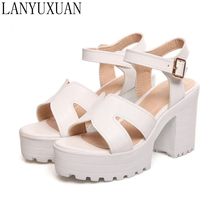 Big Size Summer Sandals Women 2017 Platform Female Thick Heel High Heels Peep Toe Sandals Shoes Women Sandalias Plataforma 9950 2024 - buy cheap