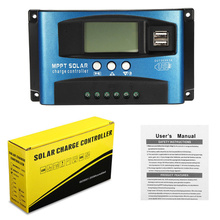 Mppt-controlador de carga solar com tela lcd, usb duplo, 30/40/50/60/a, painel de célula solar automático, regulador com carga e display lcd, 12v/24v 2024 - compre barato