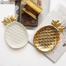 NOOLIM-plato de almacenamiento de cerámica chapado en oro, platos de aperitivos, postre, joyería, joyería, almacenamiento de maquillaje, 17x13x2,5 cm 2024 - compra barato