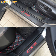 AOSRRUN PU leather Carbon fiber Car-styling Door Sill Scuff Plate For mazda CX-5 CX5 2014 2015 Car Accessories 2024 - buy cheap