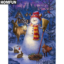 Алмазная 5D картина HOMFUN «Рождественский Снеговик», вышивка крестиком, полное покрытие, квадратные/круглые, домашний декор, A00846 2024 - купить недорого
