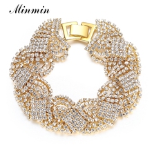 Minmin Gold/Silver Color Bracelets for Women Crystal Rhinestone Tennis Chain Link Bracelets Bangles Wedding Bridal Jewelry SL076 2024 - buy cheap