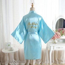 Fashion Silk Bride of Mother Robe with Gold Letter Sexy Women Short Satin Wedding Kimono Sleepwear Get Ready Robes 2024 - buy cheap