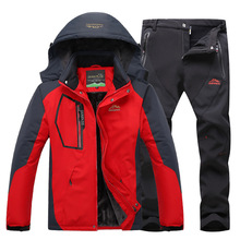 Men Outdoor Jackets And Pants Waterproof Fleece Warm Autumn Winter Plus Size Outdoor Suit Fishing Hiking Ski Jackets Pants Set 2024 - buy cheap