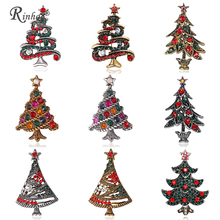 RINHOO 2021 Christmas Tree Brooches Pins For Women Tree Collar Pins Jewelry Xmas Christmas Party Crystal Brooch Pins 2024 - buy cheap