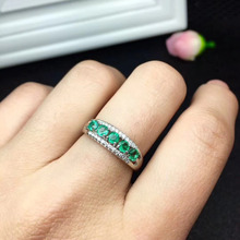 Anillo de Plata de Ley 925 con gema de Esmeralda verde, anillo de piedras preciosas naturales con gemas naturales, joyería de fiesta 2024 - compra barato