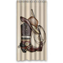 Custom Brown Cowboy Boots Hat Gun  Waterproof Polyester Fabric Shower Curtain 2024 - buy cheap