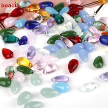 Lampwork Glass Czech Bead Water Drop Oval Gradient Color Beads For Jewelry Making Woman DIY Necklace Findings 14x8mm 5pcs 2024 - buy cheap