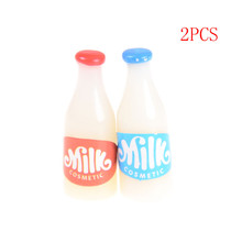 Mini garrafas de leite para alimentos, 2 peças, 2cm 1:12, comida em miniatura, casa de bonecas, acessórios de cozinha, brinquedo 2024 - compre barato