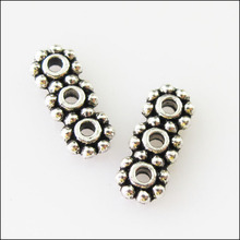 Fashion 40Pcs Tibetan Silver Color 3-Strand Spacer Bar Beads Charms 4x10.5mm 2024 - buy cheap