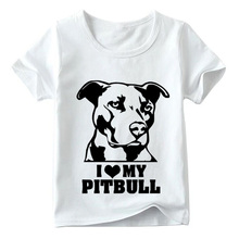 Camiseta con estampado de perro Pitbull para niños, Tops blancos de manga corta, camiseta informal para niños y niñas, ooo804 2024 - compra barato