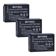 Сменный литий-ионный аккумулятор Batmax 3 шт., 1200 мАч, EN-EL20 EN EL20 ENEL20 для камер NIKON 1 J1 J2 J3 S1 2024 - купить недорого