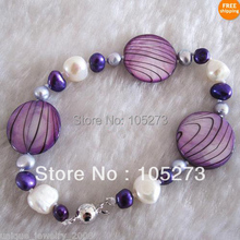 Lovely Pearl Jewelry 7.5inch AA 5-20MM Mixes Color Natural Freshwater Pearl Bracelet Shell Beads Lady's Style New Free Shipping 2024 - buy cheap
