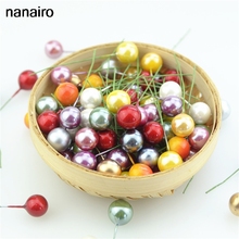 100pcs Super pearl Plastic Stamens Artificial Flower small Berries Cherry For Wedding Christmas Cake Box Wreaths Decoration 2024 - buy cheap