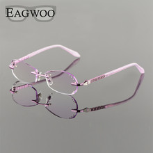 Metal Alloy Eyeglasses Women Rimless Prescription Reading Myopia Color MR-8 Diamond Glasses Frameless Crystal Spectacle 20001 2024 - buy cheap