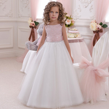 Flor Rosa Vestido Da Menina Tutu Branco FlowerGirl Vestidos para Casamento Primeira Comunhão Vestido BabyTutu Vestido Crianças Vestidos de Ocasião 2016 2024 - compre barato