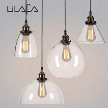 New Vintage Clear Glass Pendant Light Copper Hanging Lamps E27 110/220V Light Bulbs For Home Decor Restaurant Luminarias Abajour 2024 - buy cheap