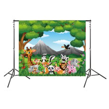HUAYI Safari Jungle Birthday Party Backdrops Banner Cute Animals Forest Background Photo Kids Background For Photography MZ-1081 2024 - buy cheap