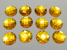 100 ouro acrílico flatback strass facetado pedras preciosas redondas 14mm nenhum furo 2024 - compre barato