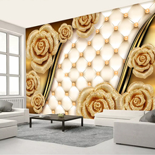 Papel de parede com foto personalizada, mural de luxo, rosa dourada, macia, joia, pano, papel de parede para paredes, 3 d, sala de estar, tv, decoração de casa 2024 - compre barato