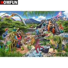 HOMFUN-pintura de diamante 5D DIY "dinosaurio Animal", bordado de regalo de punto de Cruz, decoración del hogar, regalo A08288 2024 - compra barato