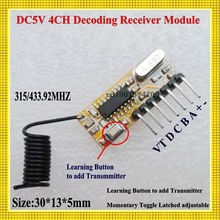 DC 5 V 4CH Decodificação Módulo Receptor de Alto Nível TTL RF RX rádio Mini Tamanho Super heteródino Código Aprendizagem Jog Auto-Bloqueio Inter-Lock 2024 - compre barato