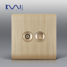 Free Shipping, Kempinski Luxury Wall Socket, TV and Telephone Outlet, Champagne Gold, AC 110~250V, C31 series 2024 - buy cheap