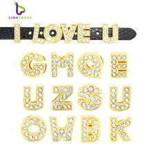 ¡1300 Uds! DIY, pulsera de diamantes de imitación dorados con letras deslizantes "A-Z", compatible con pulseras LSSL07 * 1300, 8MM 2024 - compra barato