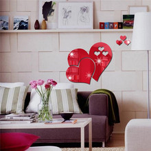 Креативная 3D Зеркальная Наклейка на стену с сердечками DIY для дома, гостиной, художественная Фреска, декор для ванной комнаты, украшение для дома 2024 - купить недорого