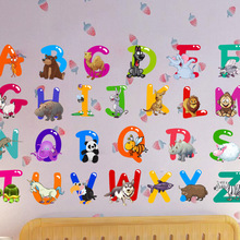 Alfabeto mural de animales pegatinas de pared de cartas para los niños removibles para habitación decoración pared del dormitorio pared la decoración de aula 2024 - compra barato